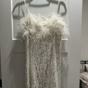 Anthropologie Bridal Feathered Sequin Dress